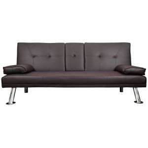 Sofa Cama Segovia Piel Sintetica Color Café