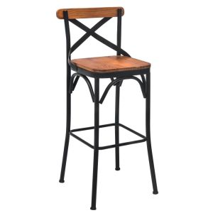 Banco Alto para Barra Metalico Asiento Madera