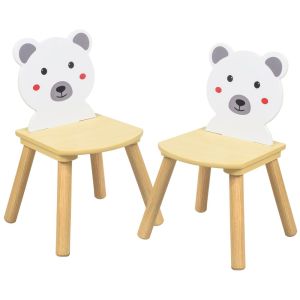 2 Sillas de Madera Cara de Oso Blanco