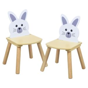 2 Sillas de Madera Cara de Conejo